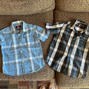 Quiksilver Kids Checkered Button-Down Shirts - Light Blue and Gray